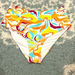 Birdsong high waist retro full bikini bottom groovy print S